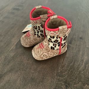 Baby buckers twisters cowboy boots with leopard print